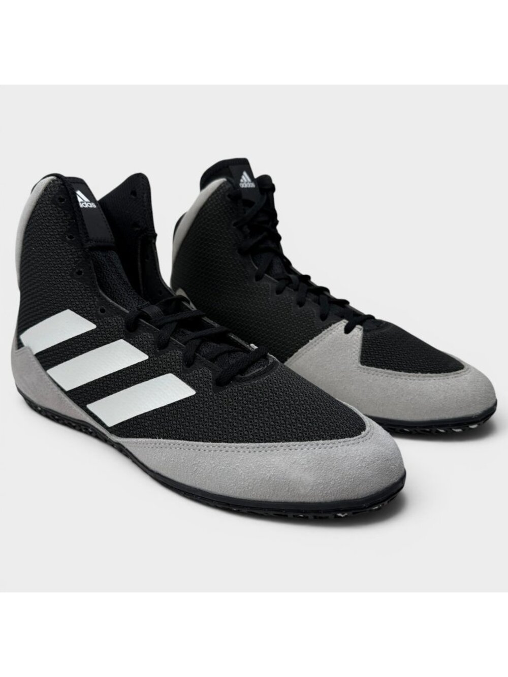 Adidas FZ5381 Mat Wizard 5 Gray White Black Lace-Up Wrestling Shoes Men's US 9.5 - Picture 1 of 13